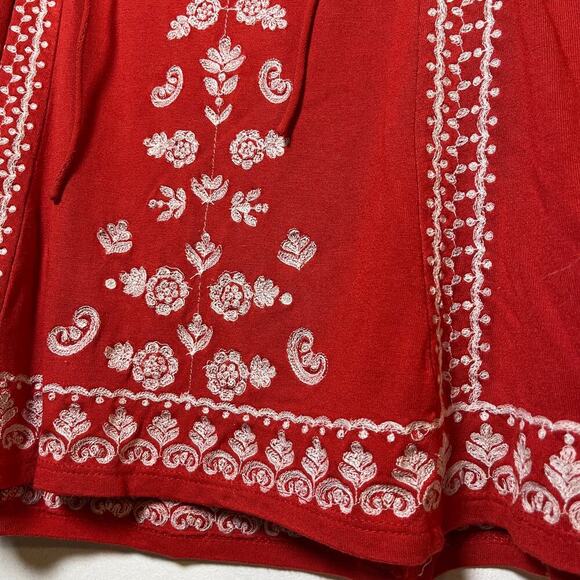 Anthropologie Akemi + Kin Chelsey‎ Embroidered Tank Top Red White Size XS Boho - Picture 9 of 11